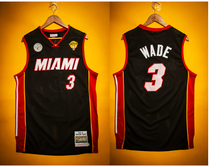 Men 2025 NBA Miami Heat #3 Wade black nike jersey